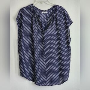 Maurices Pull-on Cap Sleeve Notch V-neck Semi-Sheer Tunic Sz XL